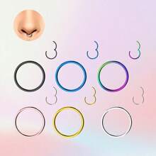 1pc 316l Stainless Steel Body Piercing Jewelry Round Shaped Nose Ring & Earring For Men And Women, Multicolor Available