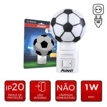 Luz Noturna Led Infantil Bola Futebol Bivolt 1W 3000K Branco Quente - Branco - Visão 5