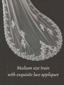 1 Pc Women 1 Tier Length 2.3 Meter Lace Wedding Bridal Veil With Metal Comb For Wedding Party White Ivory Valentine's Day Valentines
