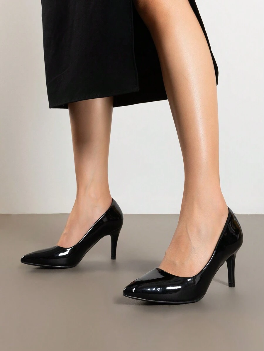 Women High Stiletto Heels Closed Pointed Toe Dress Pumps Shoes For Wedding Work Office Business, 3 Inches Valentines - 黑色 - 查看 1
