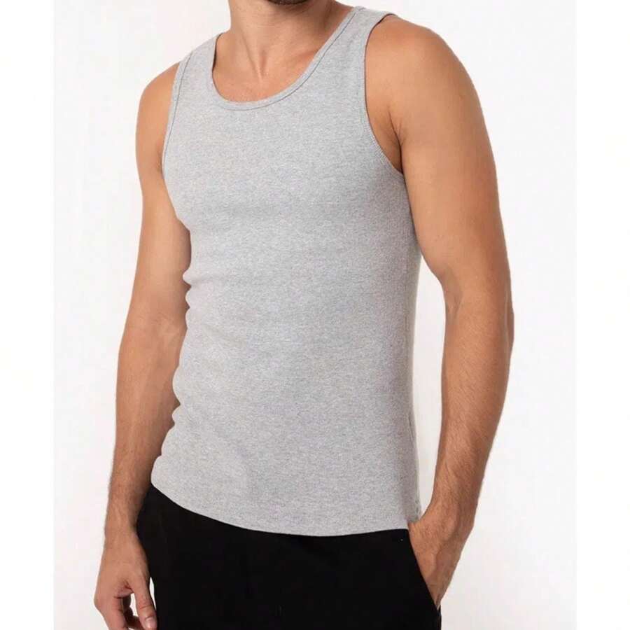 Men Tank Tops - 灰色 - 查看 1