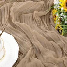 1/2/4/6pcs 35*118 Inch Moss Green Organza Table Runners, Boho Table Runner, Sheer Transparent Table Scarves For Party, Wedding, Bridal Shower, Birthday, Holiday, Christmas Dinner Table Decor (Multi-Color Options) - Brown - View 7