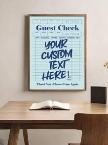 1 Pieza De Arte Mural De Cheque De Invitado Personalizado, Cartel Retro Estético Y Personalizado De Lona Con Citas, Decoración De Pared De Apartamento, Decoración De Carteles Personalizados