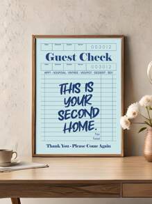 1 Pieza De Arte Mural De Cheque De Invitado Personalizado, Cartel Retro Estético Y Personalizado De Lona Con Citas, Decoración De Pared De Apartamento, Decoración De Carteles Personalizados