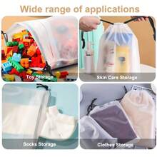 4 piezas Bolsa de almacenamiento de juguetes, organizador de juguetes reutilizable para bloques de construcción, bolsa de almacenamiento versátil para ropa, decoraciones, decoración de festival, decoración de habitación, decoración del hogar, decoración de dormitorio, vestido, pantalones, zapatos, jeans, botas, faldas, camiseta blanca para mujer, pantalones negros para mujer, ropa de invierno para damas, vestido, organizador, almacenamiento para el hogar