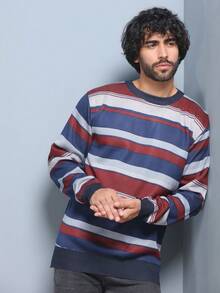 Men Sweaters - 酒紅色 - 查看 6