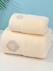 1pc Soft Embroidered Bath Towel, Quick-Drying And Absorbent, Not Easy To Shed, Suitable For Home, Hotel, Adults, Ren, Couples, As Well As Gifts, Or 1pc Bathrobes For Bathing Or Swimming, Or 1 Set Of Bath And Hand Towel Home Bathroom Decor Fall Decor Back To School For Beauty Salon Home Bathroom Shower Towels For Beaty Salon, Hotel Sports,Home Essentials, Towel, Skin Care Bath Towel Sheet