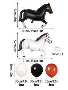 11pcs/Set Horse Shaped Aluminum Foil Balloons, Including White And Black And Brown And Black & White Latex Balloons, Suitable For Horse Themed, Birthday Party, Cowboy Themed Party Decoration