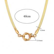 1 pieza Collar con colgante en forma de O de cadena de acero inoxidable con cierre de resorte, para mujer, adecuado para citas, fiestas y trabajo