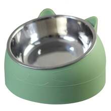 Tilted Stainless Steel Single Bowl Pet Feeder For Cats & Dogs - Promotes Healthy Digestion, Comfortable Feeding