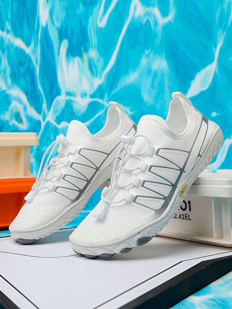 Men's Water Shoes Summer Net Breathable Fitness Shoes With Skid-Proof & Wear-Resistant Features For Hiking, Beach And Outdoor Activities - White - View 1