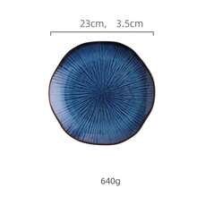 1pc Klin Glaze Blue Color Ceramic Tableware Wholesale Breakfast Dinner Plate Big Flower Shape Dishes - Blue - View 5
