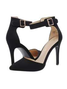 Women Pointed Toe Ankle Strap D'Orsay High Heel Stiletto  Pumps Shoes - 黑色 - 查看 5