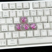 4pcs/Set Multicolor Translucent Abs Resin & Shell-Shaped Keycaps With Cat Paw Print Design, For Mechanical Keyboards Assembly - Multicolor - View 9