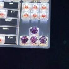 4pcs/Set Multicolor Translucent Abs Resin & Shell-Shaped Keycaps With Cat Paw Print Design, For Mechanical Keyboards Assembly - Multicolor - View 4