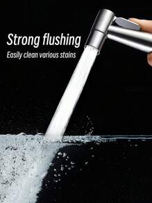 Douchette à main pour toilette - Jet de pulvérisation en acier inoxydable pour couches en tissu, contrôle de la pression d'eau réglable avec tuyaux de pulvérisation de bidet, douchette de toilette pour bébé/hygiène féminine Accessoires de salle de bain Outils de salle de bain - Ensemble de 3 pièces - Voir 3