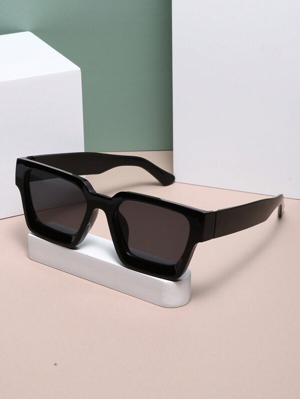1pc Men's Square Beach Vacation Fashion Glasses For Daily Use Beach Accessories Glasses Shades For Summer Beach Vacation,Outdoor,Travel