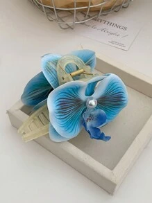 1pc Ladies' Blue Phalaenopsis Acrylic Imitation Flower Alligator Clip For Vacation, Photography, Hairstyle, Summer Boho Hair Claws Claw Clips Hair Clips Hair Jaw Clip Hair Clamps Hair Clutch Hair Claw Clip Fall Winter Hair Accessories For Women
