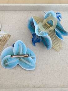1pc Ladies' Blue Phalaenopsis Acrylic Imitation Flower Alligator Clip For Vacation, Photography, Hairstyle, Summer Boho Hair Claws Claw Clips Hair Clips Hair Jaw Clip Hair Clamps Hair Clutch Hair Claw Clip Fall Winter Hair Accessories For Women