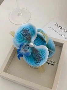 1pc Ladies' Blue Phalaenopsis Acrylic Imitation Flower Alligator Clip For Vacation, Photography, Hairstyle, Summer Boho Hair Claws Claw Clips Hair Clips Hair Jaw Clip Hair Clamps Hair Clutch Hair Claw Clip Fall Winter Hair Accessories For Women