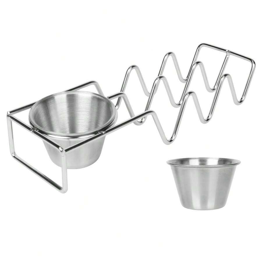 2 Pcs Pancake Holders With Salad Cups, Stainless Steel Shell Pancake