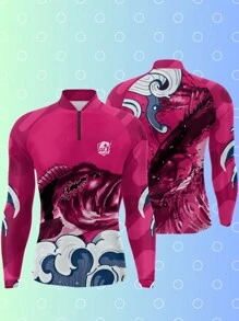 Camiseta De Pesca Camisa Para Pescaria Manga Longa Proteção UV50 Adulto e Infantil Proteção UV 50 Estampas Exclusivas Para Grupo Equipe - Branco - Visão 1