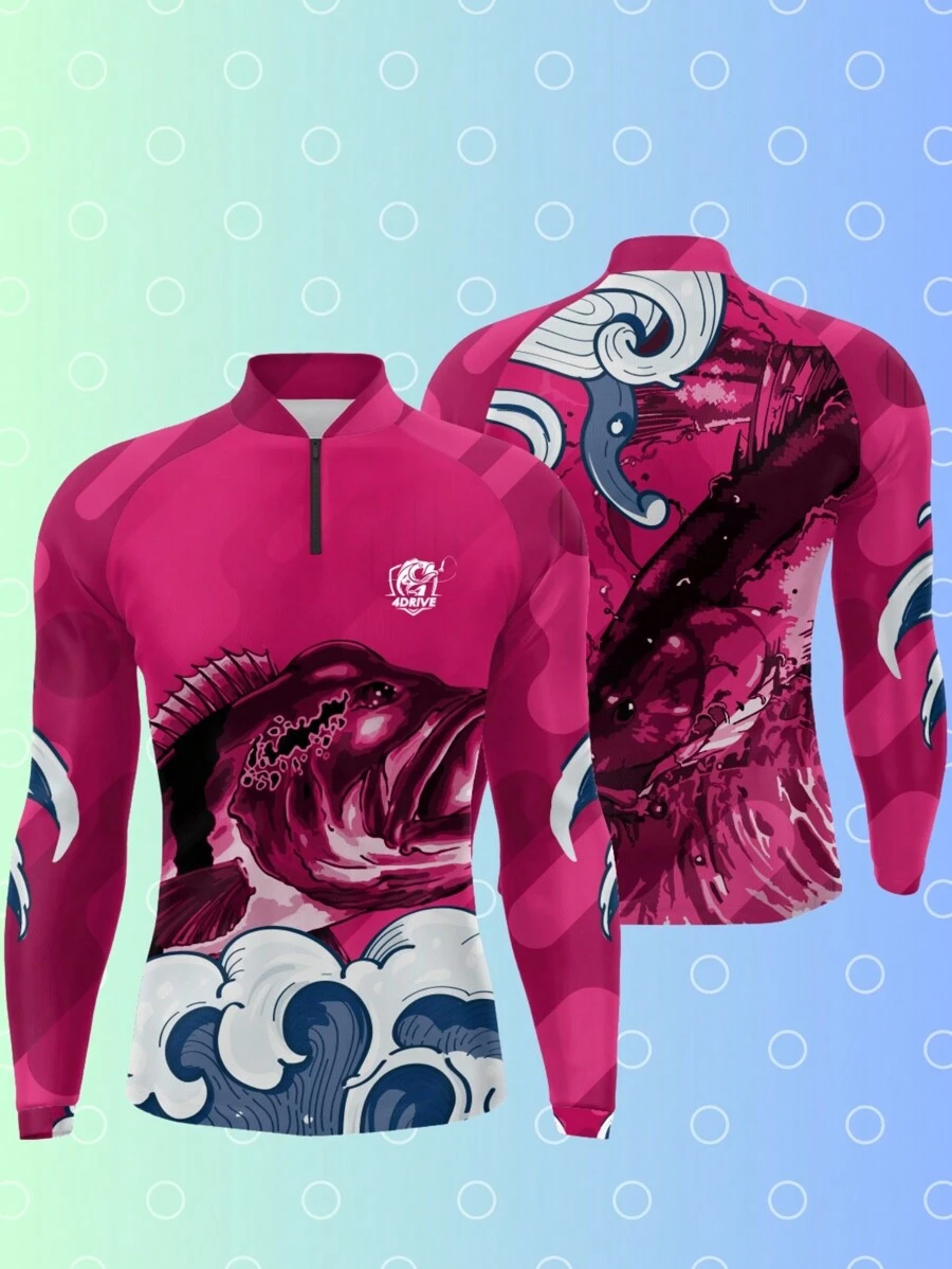 Camiseta De Pesca Camisa Para Pescaria Manga Longa Proteção UV50 Adulto e Infantil Proteção UV 50 Estampas Exclusivas Para Grupo Equipe - Branco - Visão 1