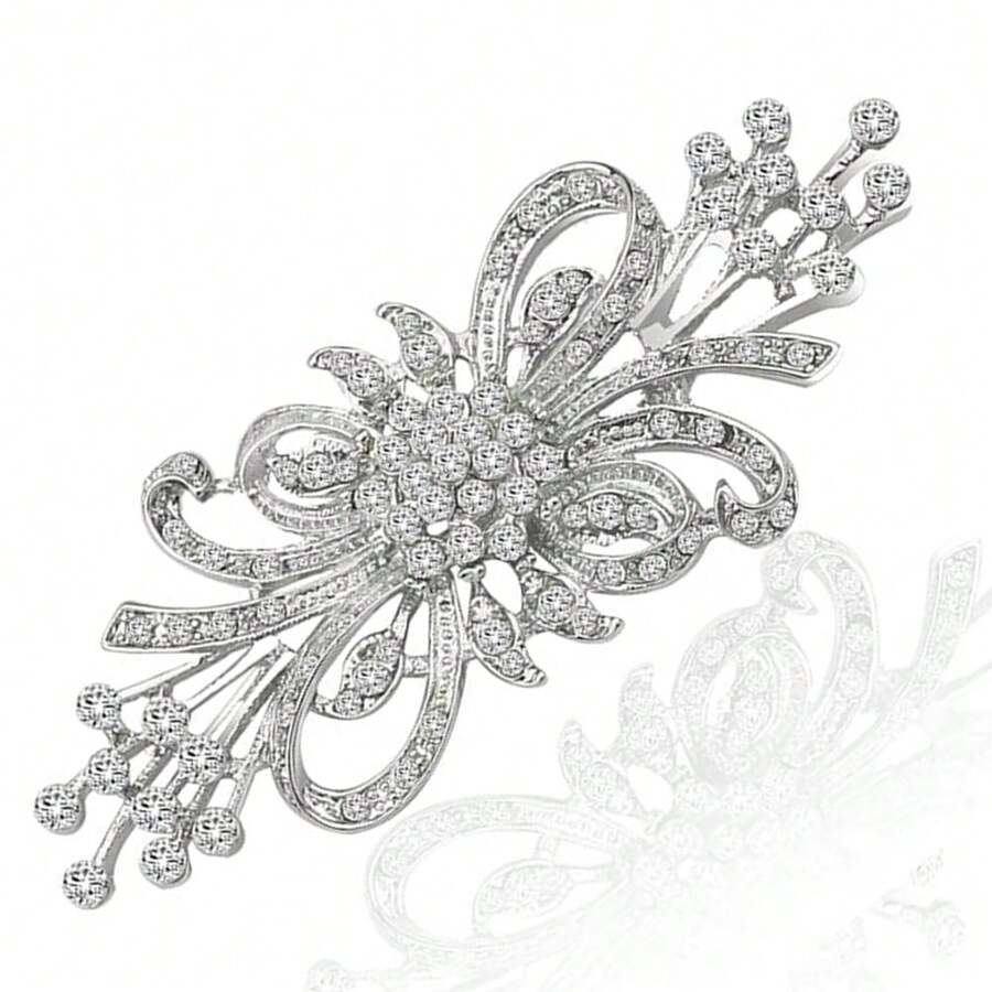 1 Stück stilvolle Brosche aus Zinklegierung und Kristallrhinestonen, Blumenform, Braut Hochzeit Party Dekoration, Valentinstag Valentinskleid Accessoire, Pin für Kleidung, Tasche, Charm, Schule, Büro Accessoires, Hemden, Jacken, Schmuck, Weihnachten, Halloween Kleidung, lustiges, süßes Geschenk für Lehrer, Halloween Accessoires, Lehrertag