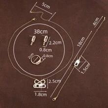 5pcs/Set Fashionable Inlaid Jewelry Set, Perfect For Mother's Day Gift - Set - View 3