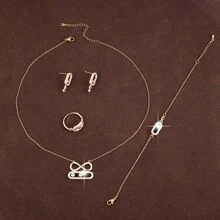 5pcs/Set Fashionable Inlaid Jewelry Set, Perfect For Mother's Day Gift - Set - View 4