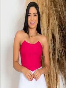 Women Tops - 玫紅色 - 查看 1