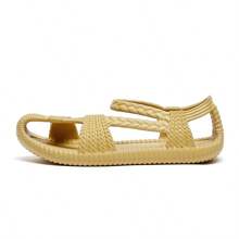 Women's Breathable Eva Lightweight Woven-Look Solid Color Half-Toe Casual Sandals