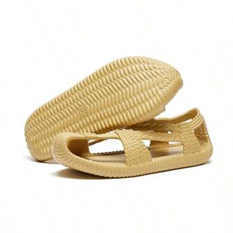 Women's Breathable Eva Lightweight Woven-Look Solid Color Half-Toe Casual Sandals