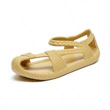 Women's Breathable Eva Lightweight Woven-Look Solid Color Half-Toe Casual Sandals