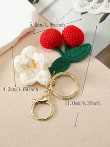 1 Pieza Decoración Hecha A Mano Con Forma De Flor Y Cereza De Tejido De Punto - Morado - Ver 2