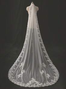 1 Pc Women 1 Tier Length 2.3 Meter Lace Wedding Bridal Veil With Metal Comb For Wedding Party White Ivory Valentine's Day Valentines