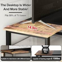 47" TV Riser For 32-60 Inch TV, TV Riser Stand Shelf, Tabletop TV Stand Riser, Computer Monitor Table For Home Living Room, Study Office (Brown) - 棕色 - 查看 6