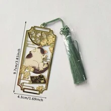 1 stuk metalen bladwijzer en liniaal in de vorm van een kat, messing, klassieke Chinese stijl, creatief cadeau voor studenten, uitgehold ontwerp, schoolbenodigdheden, terug naar school