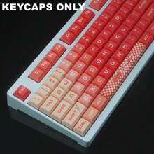 (Keycaps Only) Strawberry PBT XDA Keycaps 130 Keys Dye-Sublimation Legends Custom Keycap Set For All Cross-Shaped Axis (Cherry-Style) Switches Mechanical Keyboard Caps DIY Kit Mechanical Keyboard Accessories No Keyboard - Rose Red - View 3