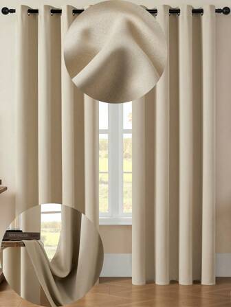 1入組掛環式室內外遮光窗簾，廚房窗簾，房間裝飾窗簾，窗戶治療，隔熱，實心顏色現代混紡聚酯纖維臥室，客廳，陽台綠色和白色窗簾