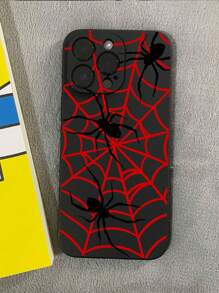 1 carcasă moale, neagră, anti-cădere, păianjen roșu, la modă, compatibilă cu diverse modele de smartphone, inclusiv Iphone și Huawei, Xiaomi, Redmi, Samsung etc.