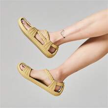 Women's Breathable Eva Lightweight Woven-Look Solid Color Half-Toe Casual Sandals