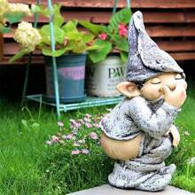 1 Garden Gnome Statue, Resin Garden Gnome Handicraft, Garden Decoration, Creative Garden Statue Decoration, Weather Resistant And Fun Garden Gnome Decoration, Outdoor Indoor Courtyard Lawn Porch Decoration, Garden Outdoor Courtyard Lawn Decoration Ornament Resin