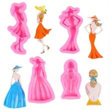 4pcs Back View Goddess Silicone Mold, Suitable For Candle, Plaster Crafts - Great For Home Decor And Gift Making - Pink - View 1
