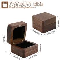 1 pieza Caja de madera personalizada para anillos de boda, Caja de madera para portador de anillo de compromiso, Caja de regalo de anillo de joyería de nogal para compromiso, aniversario de bodas y almacenamiento de anillos de compromiso - Marrón - Ver 2