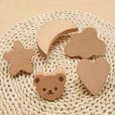 Beautiful Wooden Furniture Handles Heart Moon Drawer Wooden Knobs Children's Room Star Cloud  Decoration Cabinet Wood Pulls