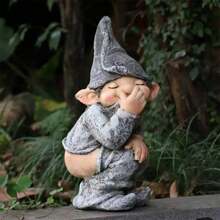 1 Garden Gnome Statue, Resin Garden Gnome Handicraft, Garden Decoration, Creative Garden Statue Decoration, Weather Resistant And Fun Garden Gnome Decoration, Outdoor Indoor Courtyard Lawn Porch Decoration, Garden Outdoor Courtyard Lawn Decoration Ornament Resin
