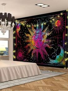 1 Stück Wandteppich mit Sonne und Mond Götter Muster, moderner Stil Wandbehang aus Polyester für Wohnzimmer und Schlafzimmer, Flagge für Zimmer, Zimmer Dekoration, Wandteppich, Wanddekoration, Wandkunst, Zimmer Accessoires, Fahnen für Zimmer, Heimdekoration, Wandteppich - Verschiedenfarbig - Übersicht 8