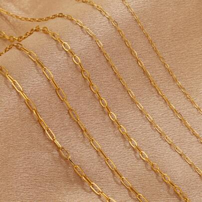 1米不鏽鋼椭圓形鍊帶,扁平式鍊帶,diy項鍊手鍊珠寶飾品製作