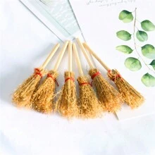 3/6pcs/Set Miniature Broom Dollhouse Model Accessories, Mini & Large, For 1:12 Dollhouse And Dolls, Birthday Gift, Toy Miniature Broom,Miniature 1 12,Dollhouse Bathroom